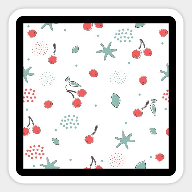 Cherry Pattern Sticker by Kristina Stellar Scandinavian Land